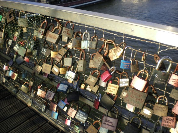 Locks of love, pedestrian bridge Krakow