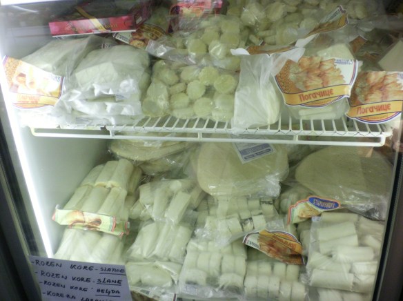 In Poland the grocery store freezers were full of dumpings, here in Serbia and Romania they are full of frozen croissants and other Danish like snacks