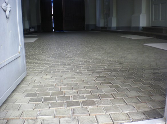 Wooden tiles line the floor of this Catholic monastery