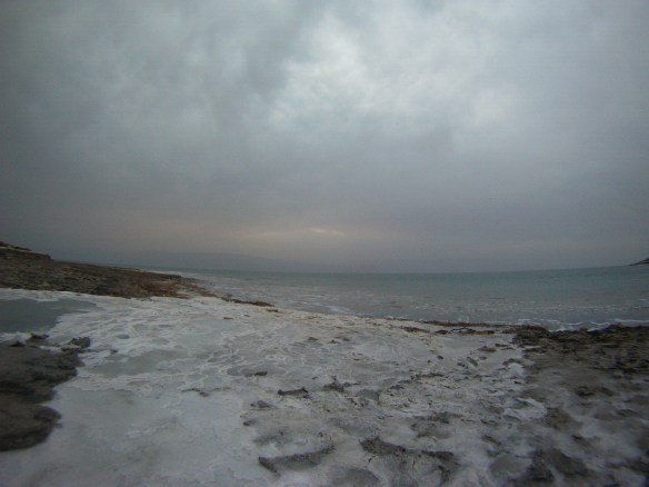 Salt beaches on the Dead Sea