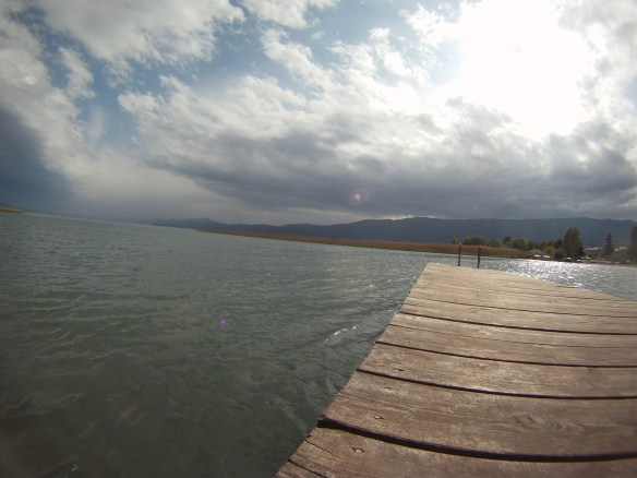 A few minutes of sun on the boardwalk in Struga