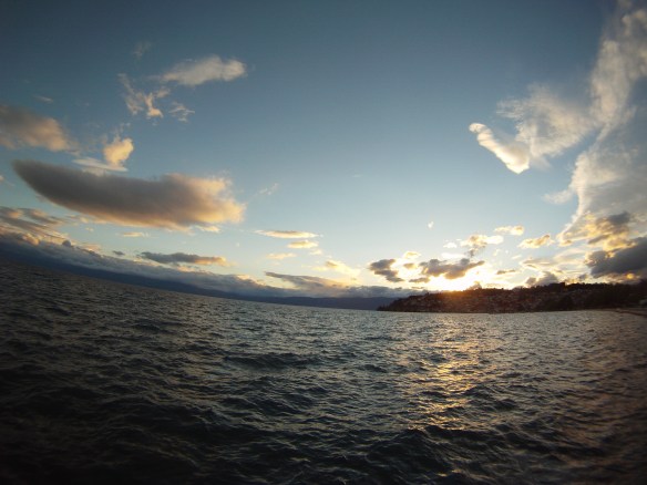 Ohrid city at sunset