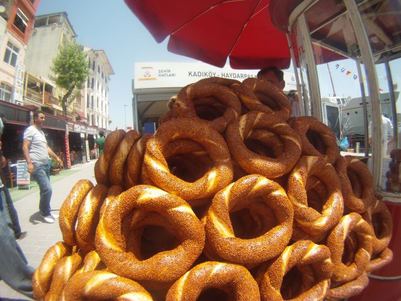 Stacks and stacks of Simit, the Turkish doughnut left untouched during Ramadan
