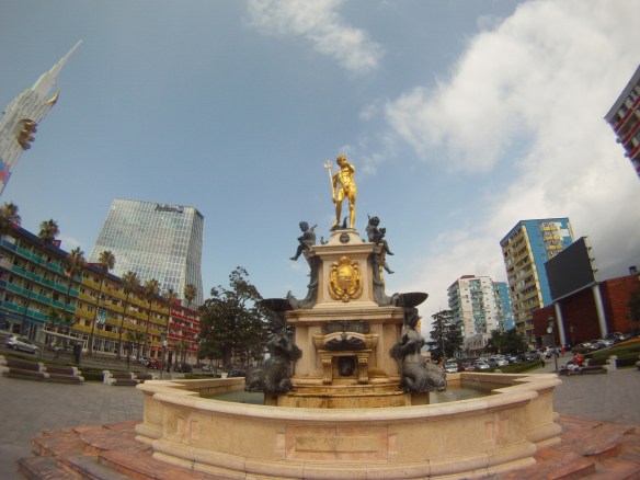 Water fountain in town square of Batumi