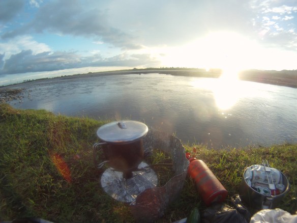 Cooking dinner in the early evening