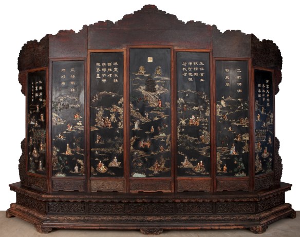 Qing Screen depicting Chinese countryside