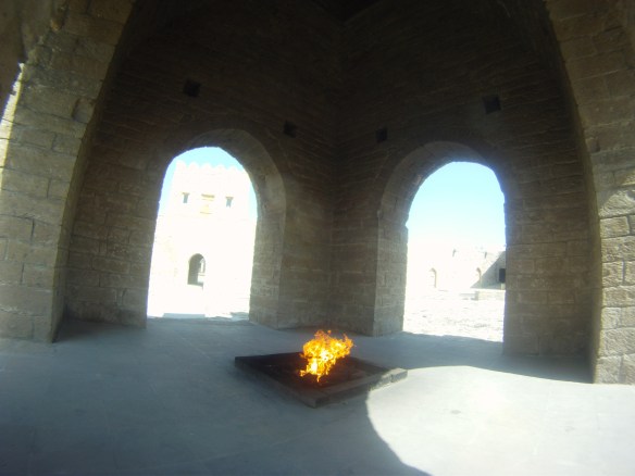 A tribute to the everlasting flames that were once worshiped here. In the early 1900's Azerbaijan learned that money could be made from their natural gas source, the true life and flames of the temple never returned