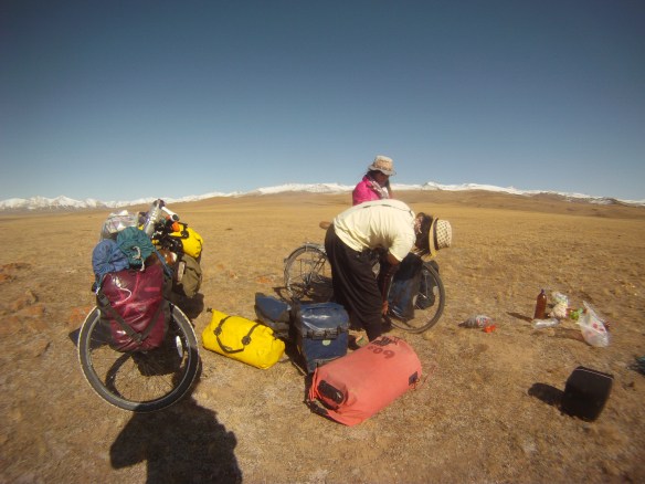 Yuki and Kei pack their mountains of gear