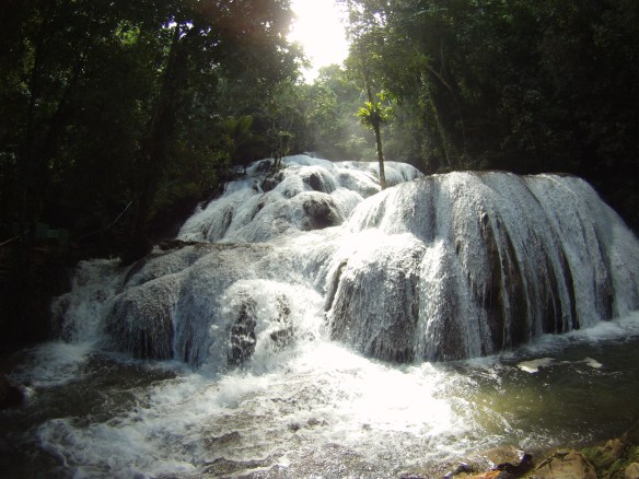 Slippery slides, local waterfall near Poso lake